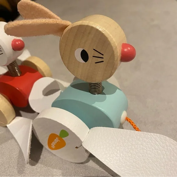 *SOLD* Janod Pull Along Bunny Wooden Toy - Picture 4 of 5